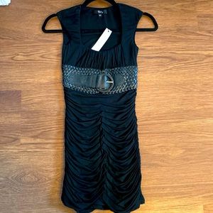 Gorgeous Sky dress black with leather, perfect night on town or concert! XSMALL